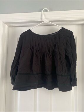 Timing Black Pintuck Peasant Blouse